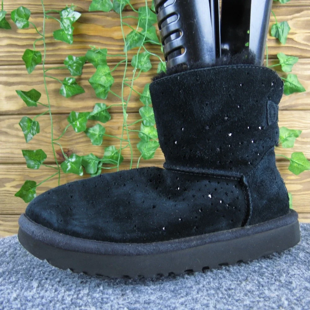 UGG Australia‎ Stargirl Mini Women's Black Suede Leather Winter Boots Sparkle 5